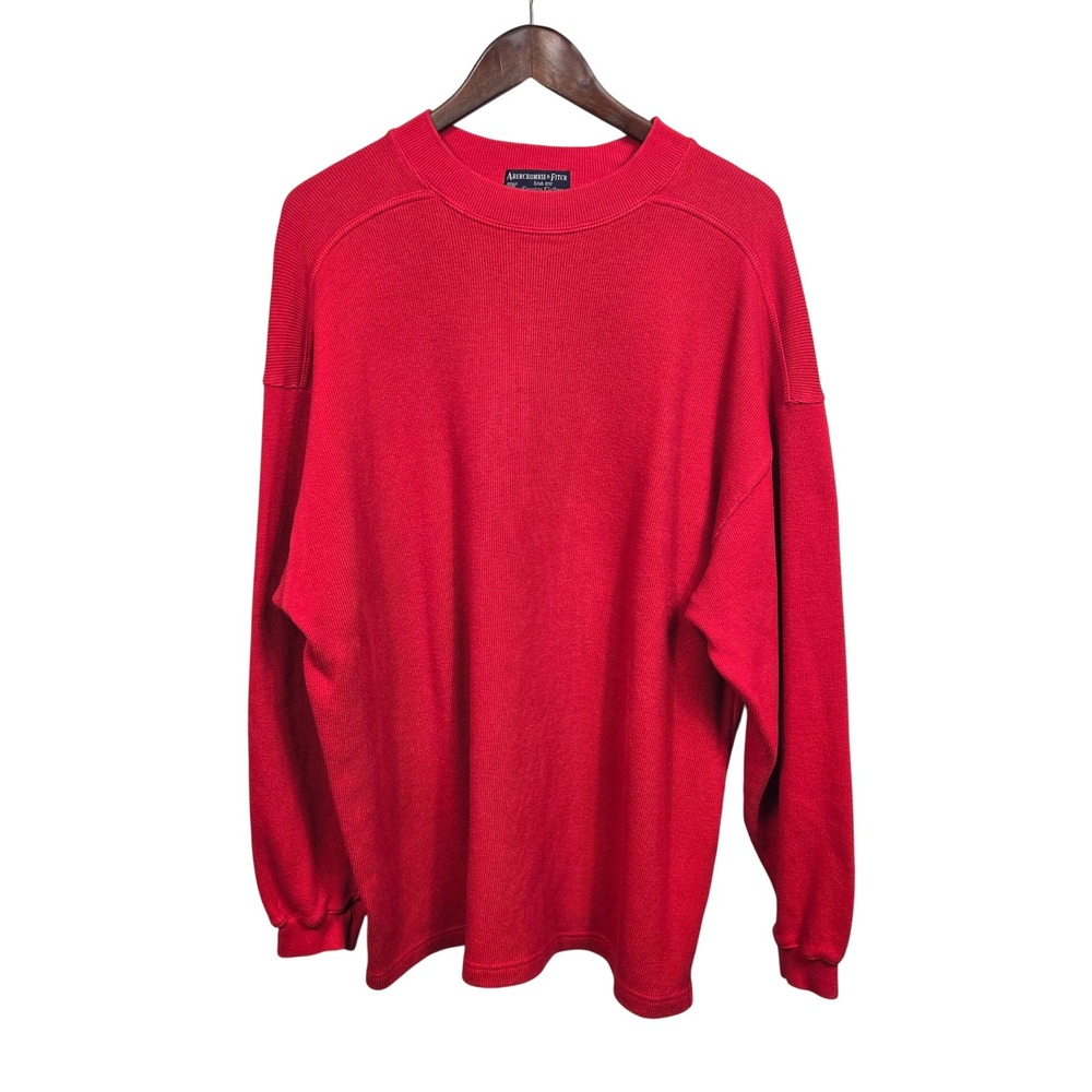 Vintage Abercrombie &‎ Fitch Country Clothes Red Ribbed Cotton Sweater Mens M